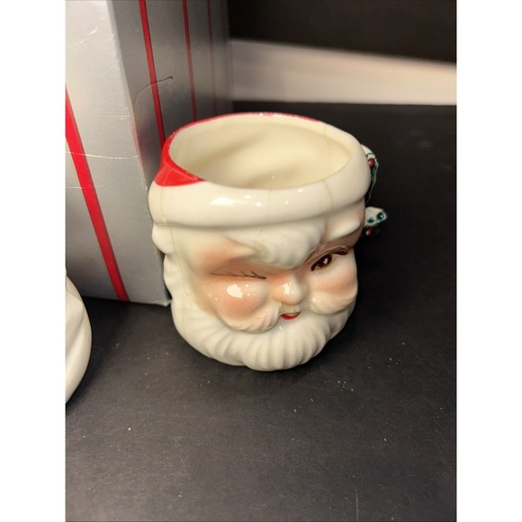 VTG Set of 4 Commodore Japan Noel Santa Faces Ceramic Mugs Hand Painted  1950's - Picture 12 of 13